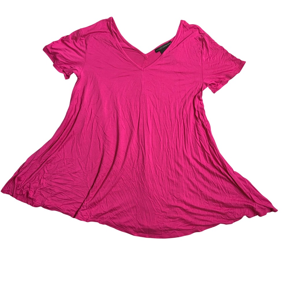 Grace Elements Vibrant Magenta‎ V Neck Short Sleeve Tunic Dress Women's M